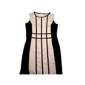 Calvin Klein Women's Size 4 Colorblock Sheath Dress Black White Sleeveless‎ Work